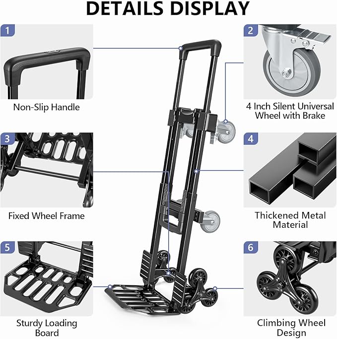 KEDSUM 3-in-1 Convertible Stair Climbing Dolly, 660LBS Heavy Duty Dolly Cart