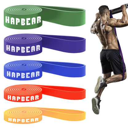 HAPBEAR Pull Up Assistance Bands Set of 5 - Resistance Bands for Working Out, Stretching, Physical Therapy, Muscle Training