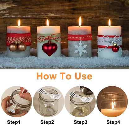 100pcs CD 6 Wicks for Soy Candles, 6 inch Pre-Waxed Candle Wick for Candle Making,Thick Candle Wick with Base