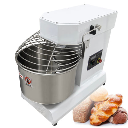 INTSUPERMA Commercial Dough Mixer Machine, 15 QT Electric Food Mixer, 153-268 RPM Adjustable Speed, Double Action, Double Speed,110V 1100W, 15 L Spiral Mixer for Schools Bakeries Restaurants Pizzerias