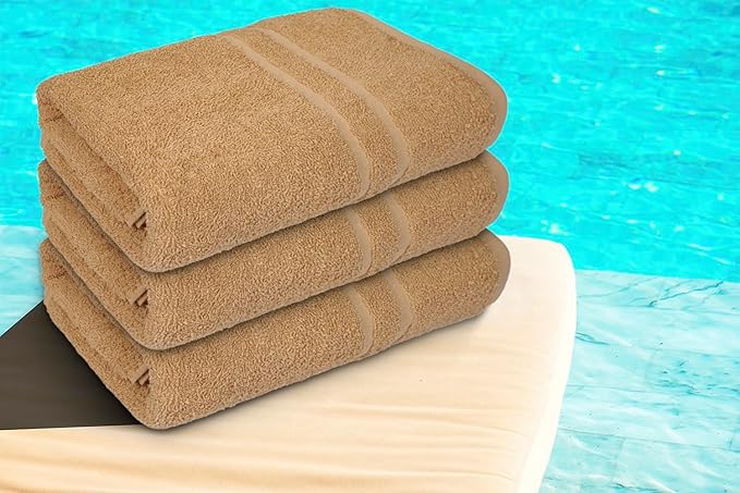 Basic Medium Bath Towels 24x48 Inches – Pack of 6 – Beige Color – Soft and