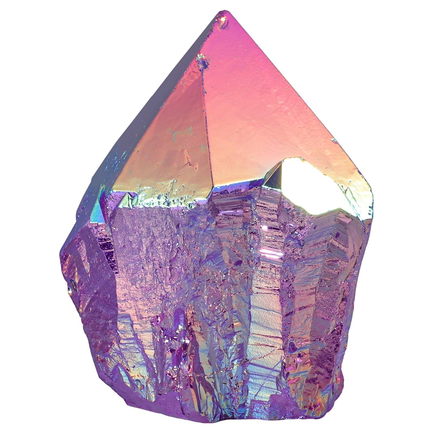 Nupuyai 1.18"-3.27" Titanium Coated Quartz Crytsal Cluster Decor for Home Office Irregular Stone Geode Specimen for Energy Protection, Purple