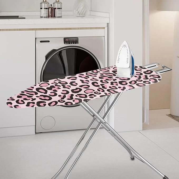 Pink Leopard Print Design Tabletop Ironing Board Cover and Pad Standard Ironing