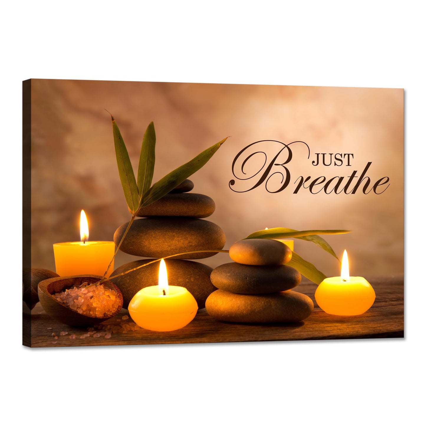 YIOZHAOFH Zen Wall Decor Just Breathe Motivational Bathroom Wall Art Yoga Room Poster for Women Spa Picture Painting Spiritual Artwork Framed for Living Room Ready to Hang (20L x 30W)