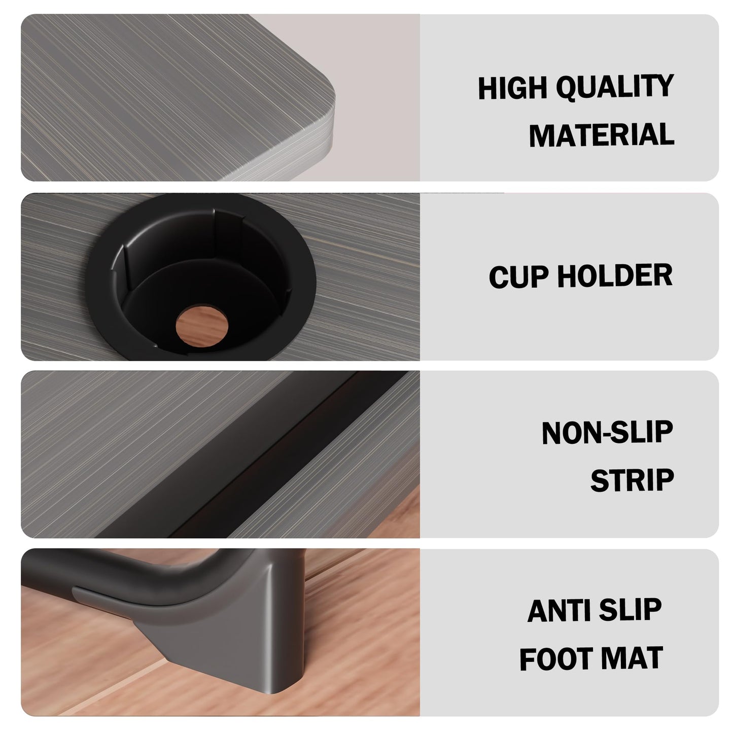 Laptop Bed Table, Laptop Bed Desk with Foldable Legs & Cup Slot, Adjustable Trays, Reading Book Holder Notebook Stand Laptop Tray for Bed, Sofa,Terrace,Carpet, Black