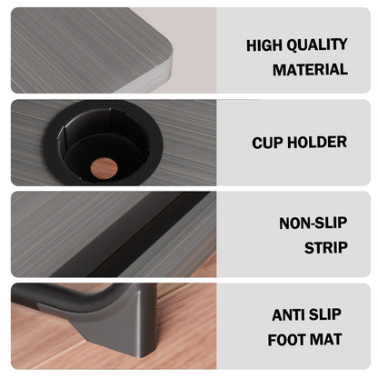 Laptop Bed Table, Laptop Bed Desk with Foldable Legs & Cup Slot, Adjustable Trays, Reading Book Holder Notebook Stand Laptop Tray for Bed, Sofa,Terrace,Carpet, Black