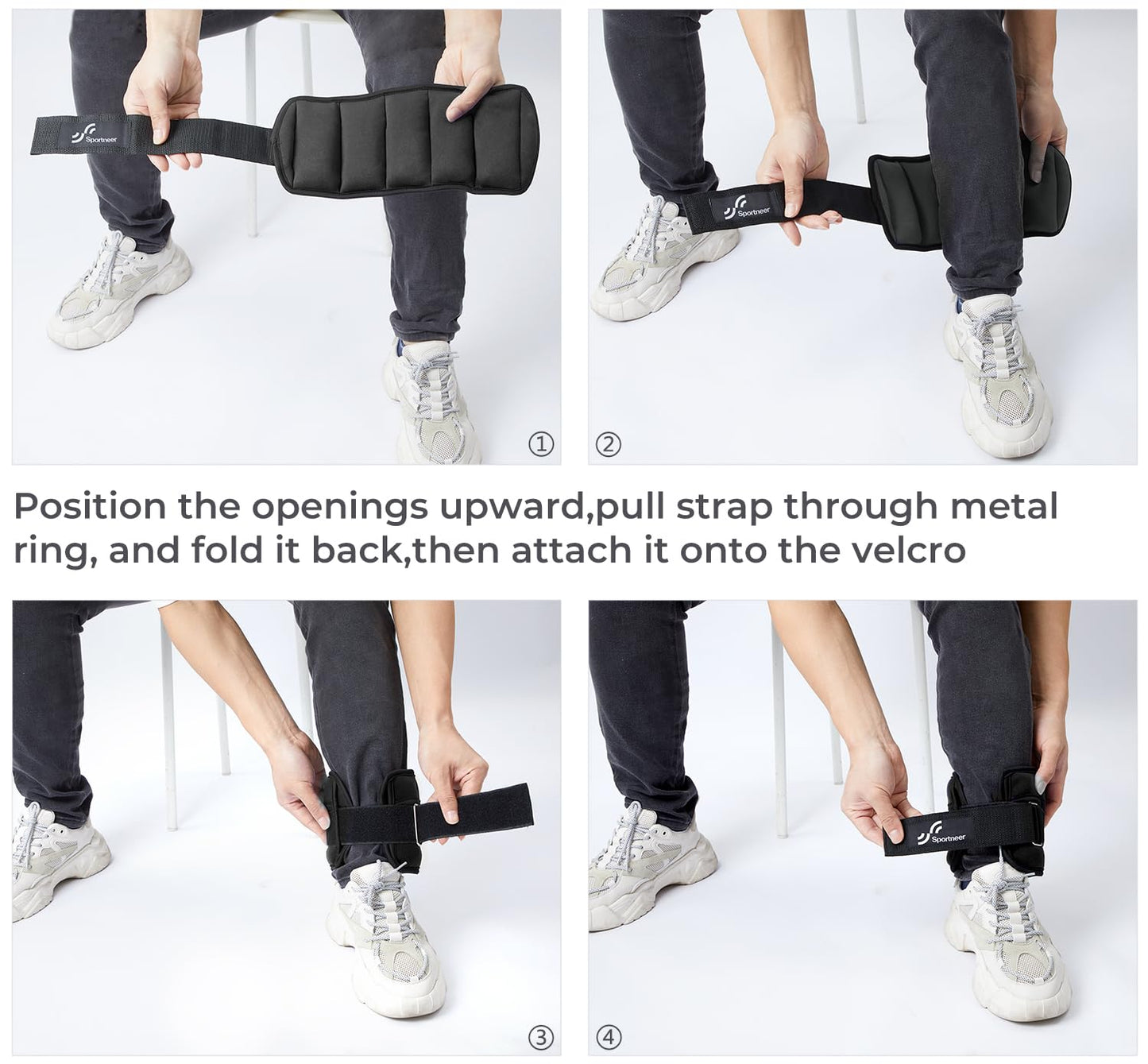 Sportneer Adjustable Ankle Weights for Men & Women 3 5 8 10 13 LBS Weighted Leg Weights with Long Straps, Strength Training for Yoga, Walking, Aerobics, Gym 1.4-6.5 lbs Each Ankle, 1 Pair 2.8-13 lbs