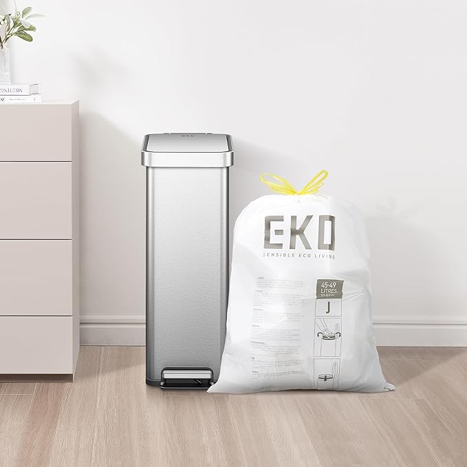 EKO 12.9 Gallon / 45-49 Liter, Extra-Strong Unscented Garbage Bags,