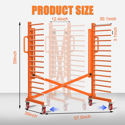 GARVIN 15-Tier Paint Drying Rack with Wheels, Adjustable Width 12"-58", Heavy Duty Cabinet Door Drying Rack, 110 lbs Per Shelf, Space-Saving Metal Paint Rack for Workshop, Spray Booth, Factory