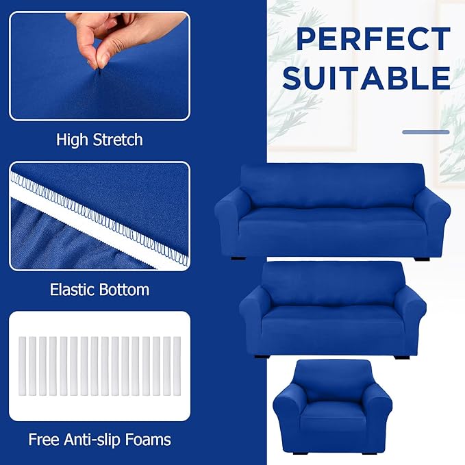 Peryiter 3 Pcs Couch and Loveseat Covers Set Sofa Cover