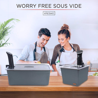 Väeske 12 + 26 QT Insulated Sous Vide Container Set with Lids & Neoprene Sleeves – Dual-Size Water Bath Containers for Precision Cooking – Compatible with Anova, Joule, Instant Pot, Nano