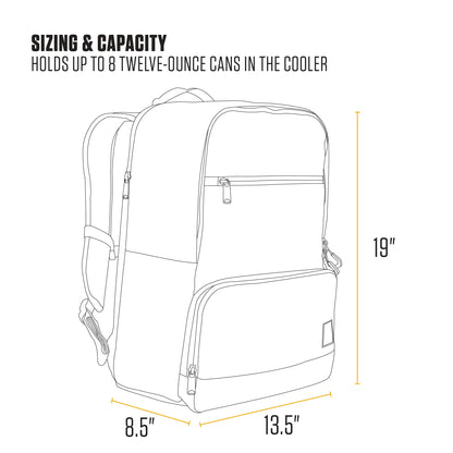 Carhartt Insulated Two Compartment Cooler, Durable Water Repellent Material W/Front Zippered Pocket for Camping, Beach & Travel, Cooler Backpack, Port