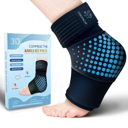 Adjustable Ankle Ice Pack Wrap, Reusable Hot & Cold Therapy Gel Foot Ice Pack for Swelling, Sprains and Plantar Fasciitis Relief, Flexible Achilles Tendonitis Support for Men & Women
