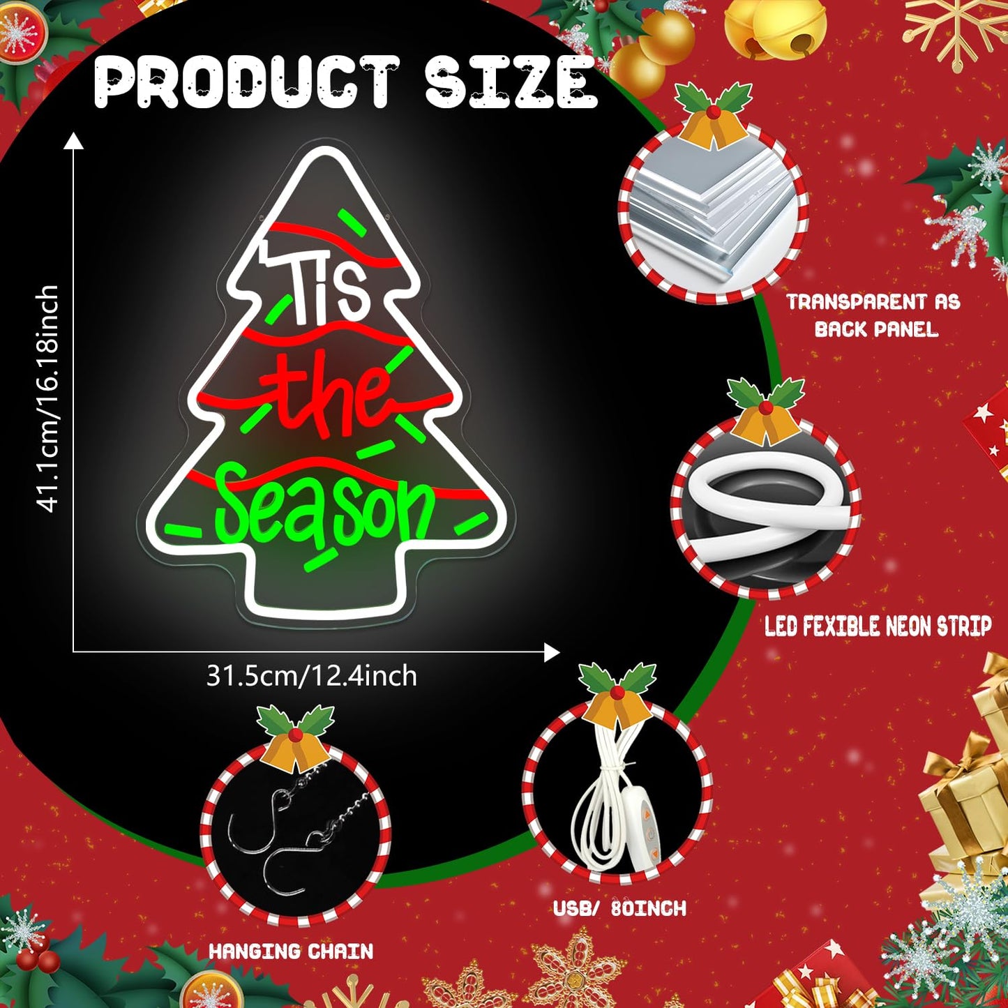 Christmas Tree Cake Neon Sign Christmas Neon Sign for Wall Decor Tis The Season Led Sign Xmas Tree Cakes Neon Light Up Signs for Holiday Door Window Bedroom Party Home Xmas Gift Winter Bar Porch