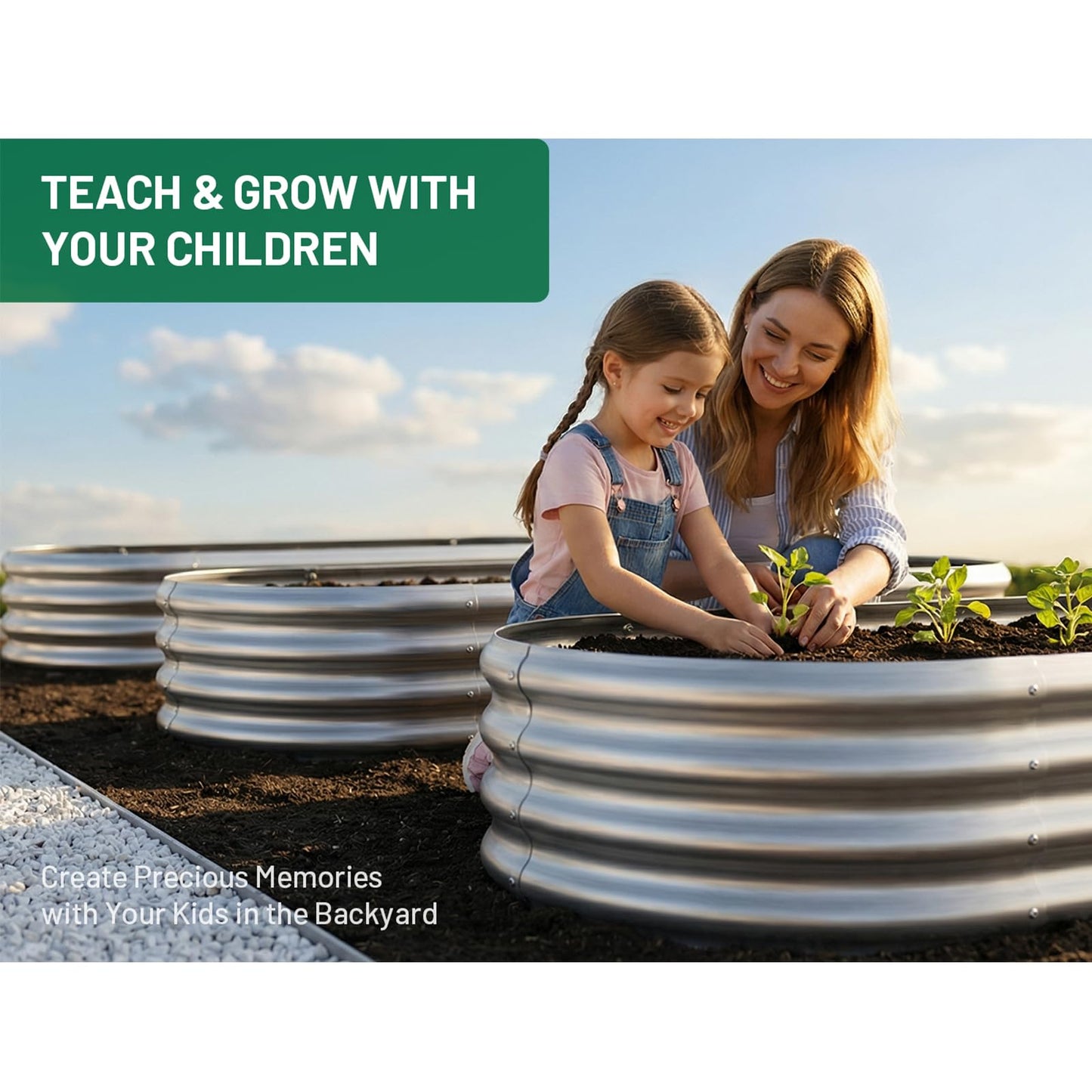 AHEONLAR 2pack 6×3×1ft Raised Garden Bed，Outdoor Galvanized Planter Boxes, Oval Large Metal Raised Garden Beds for Vegetables