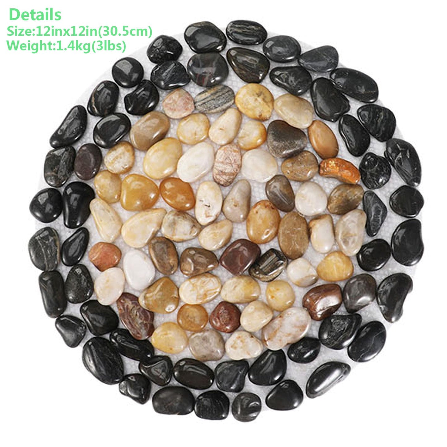 Garden Stepping Stones Outdoor,Pebble Stepping Stones for Garden Walkway,Decoration Polished River Rock for Yard, Pathway,Landscaping, 12 inch Round Decorative Stone Sheet Set 6pcs