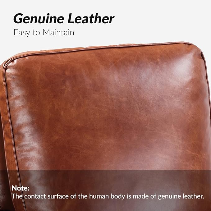 HULALA HOME Genuine Leather Manual Recliner Chairs Set of 2