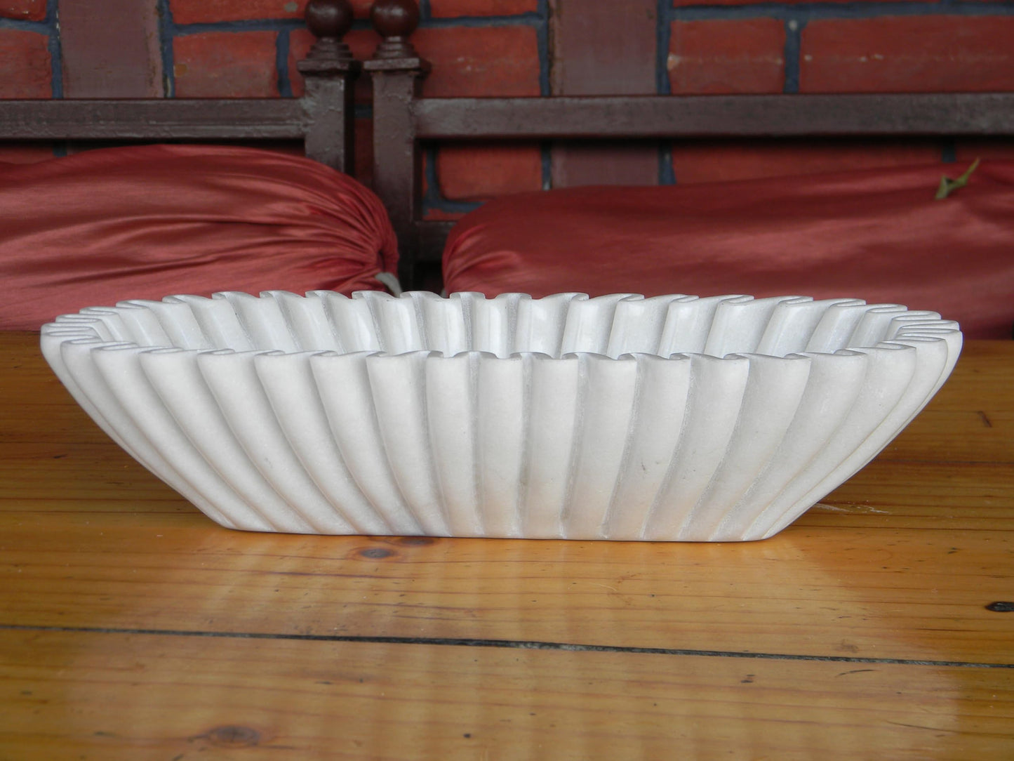 CRAFTFOBIA Handcrafted Decorative Marble Scallop Bowl - White Decorative Ruffle Bowl Centerpiece - Perfect for Flowers, Fruit, Keys, Rings