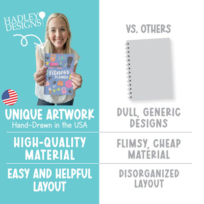 Hadley Designs Fitness Journal for Women - Workout Journal for Women, Fitness Planner for Woman, Workout Log Book, Undated Gym Journals & Exercise Journals, Health Notebook, Graduation 2026 Gifts