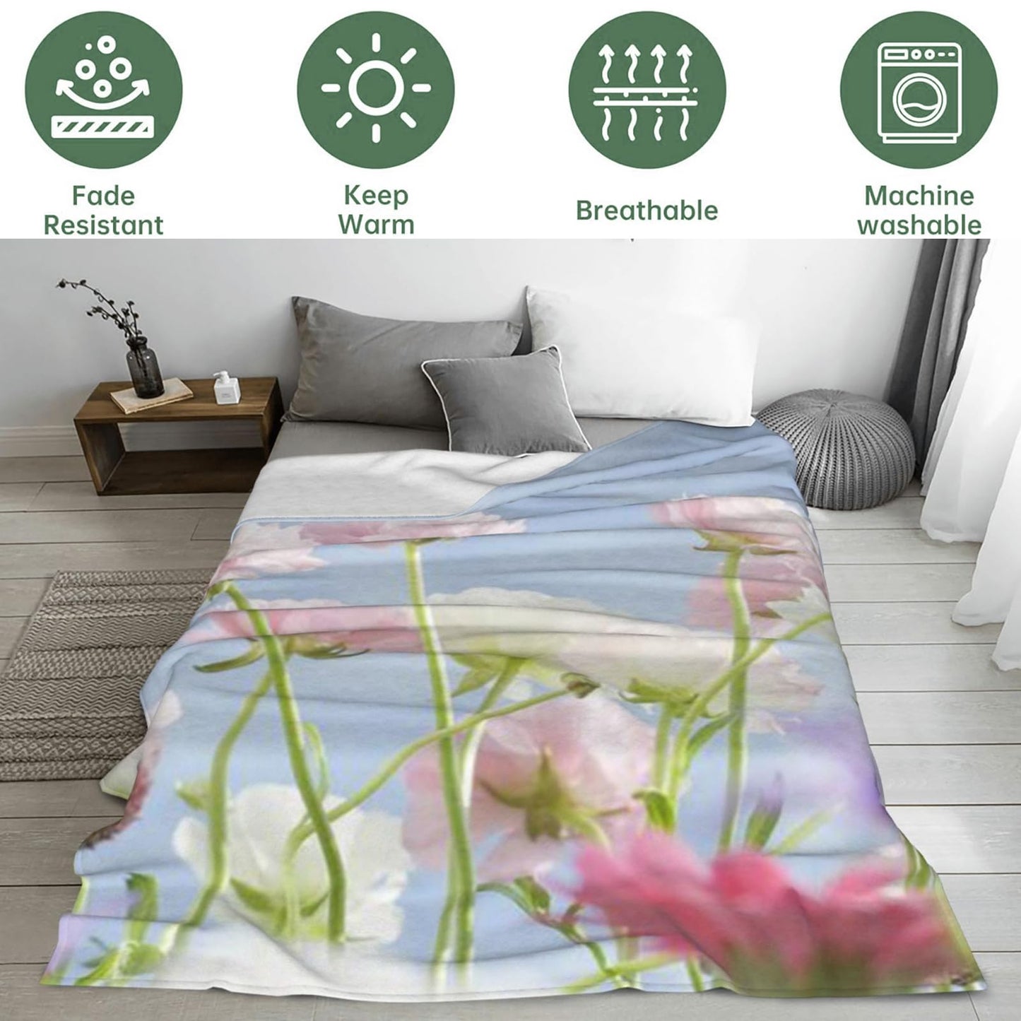 Bidesk Cute Bear Blanket Soft Flannel Throw Blanket, Cozy & Warm Yet Lightweight Blankets for Travel, Couch, Bed, for Men Women Adults, Fuzzy Outdoor Comfort Wrap 60"×50"