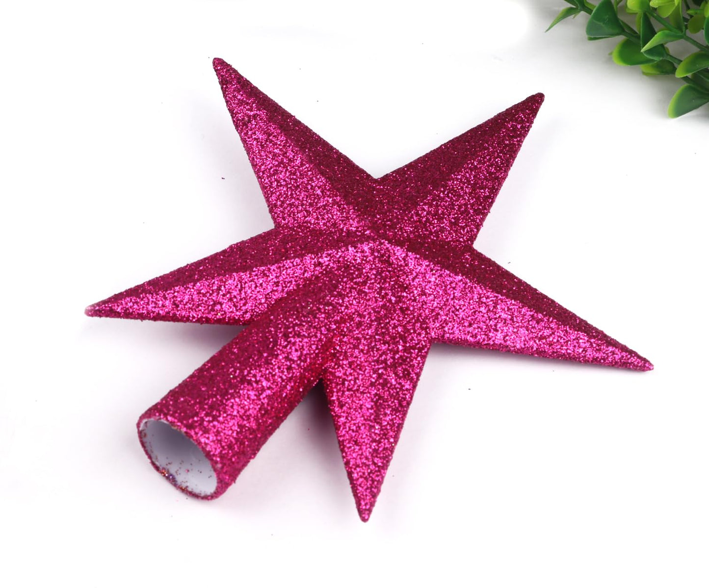 YYCRAFT Glitter Star Tree Topper 6 Inch Christmas Decoration-Hot Pink