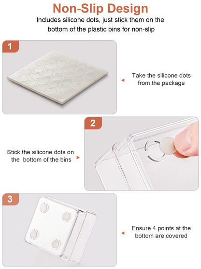 SMARTAKE 13-Piece Drawer Organizer with Non-Slip Silicone Pads, 5-Size Desk Drawer Organizer Trays Storage Tray for Makeup, Jewelries, Utensils in Bedroom Dresser, Office and Kitchen (Clear)