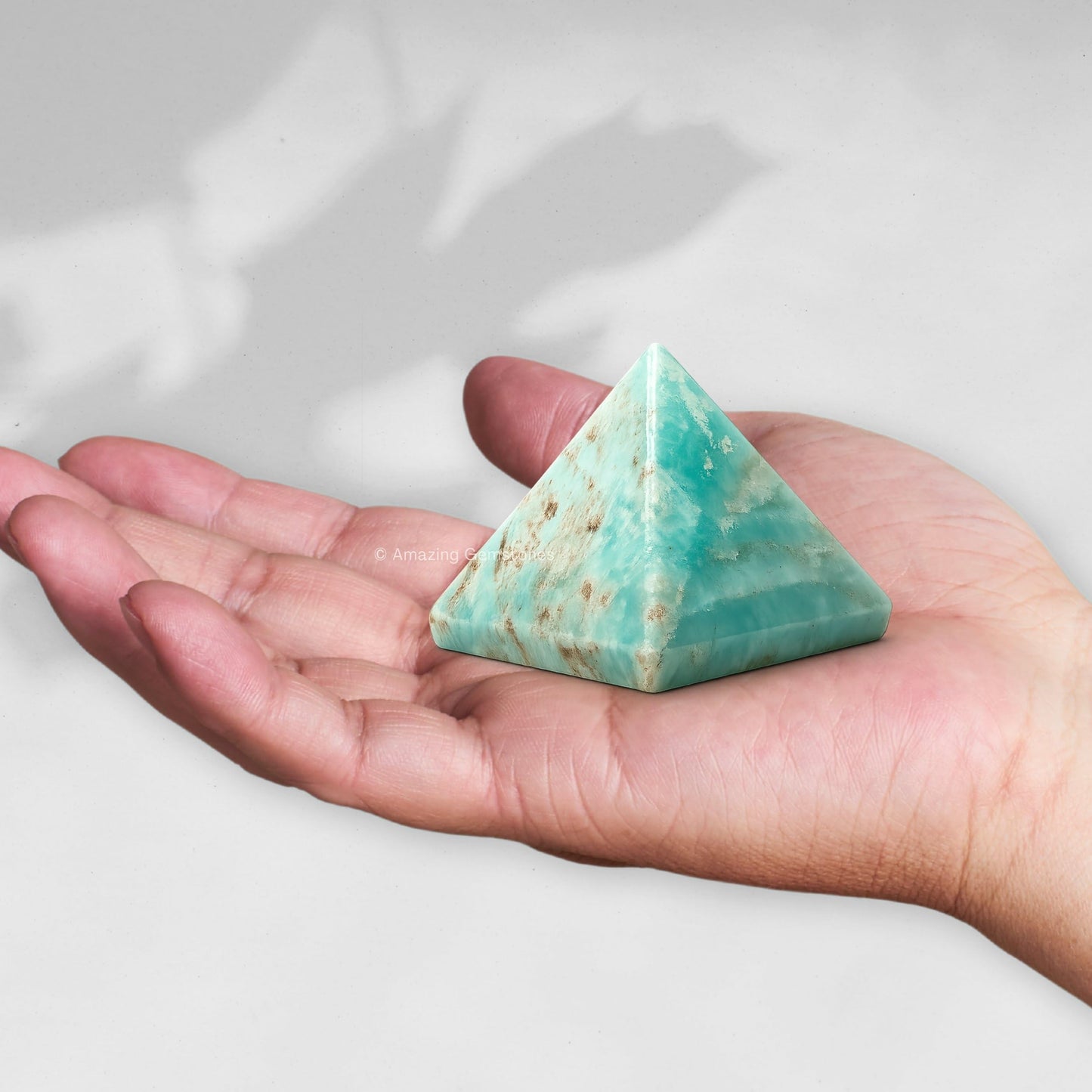 Amazing Gemstone Caribbean Calcite Pyramid Crystal Healing Stones - 1.5" Great Pyramid Figurine of Natural Stone Pyramid for Meditation, Reiki, Chakra Balancing and Crystal Pyramids Grid