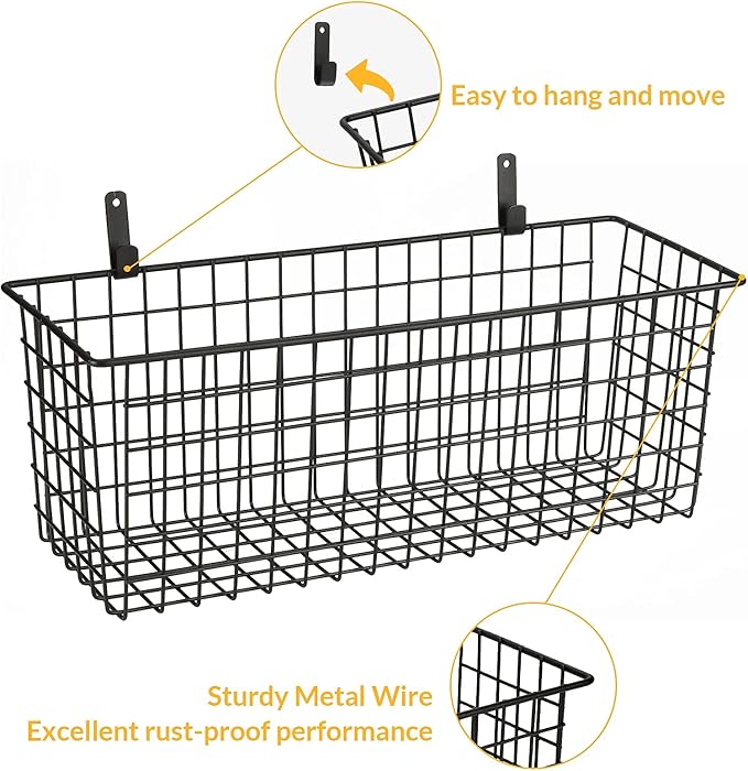 2 Sets Extra Large Hanging Wall Basket, WallmountedFruit Vegetable Toy Snack