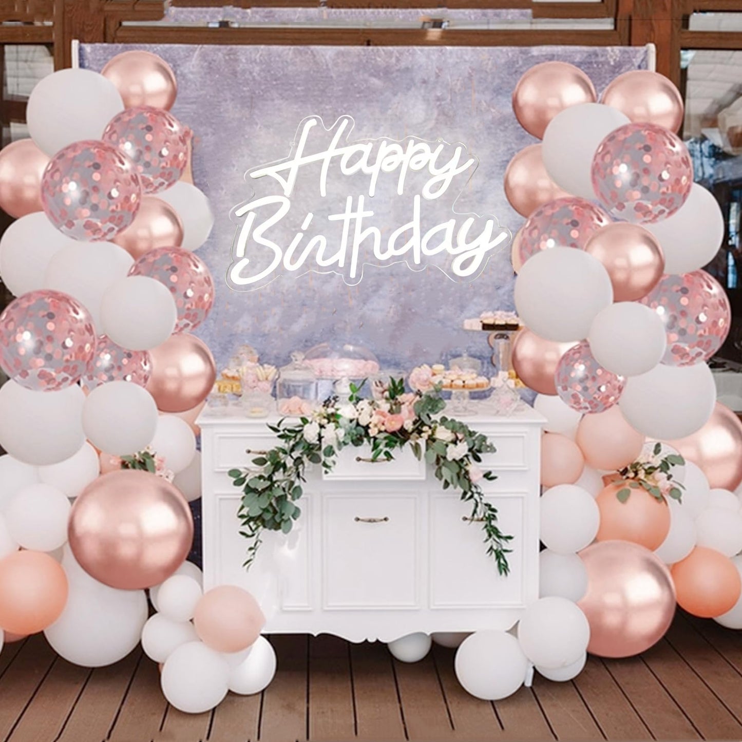 Dimmable and Reusable Neon Happy Birthday Sign for Birthday Party Wall Decoration,LED USB Happy Birthday Light up Neon Sign for Backdrop All Birthday Party Decoration, Cool White16.5x11in