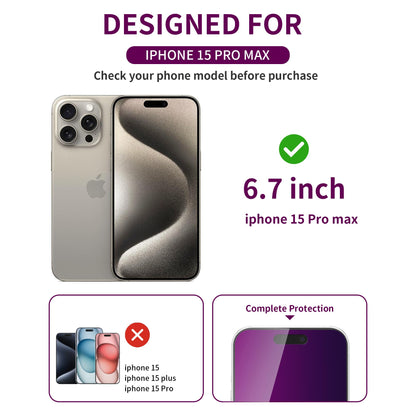 2 Pack Privacy Screen Protector for iPhone 16 Pro Max Tempered Glass 6.9inch Private Saver Anti-Spy Eye Protection Anti-Scratch Full Coverage