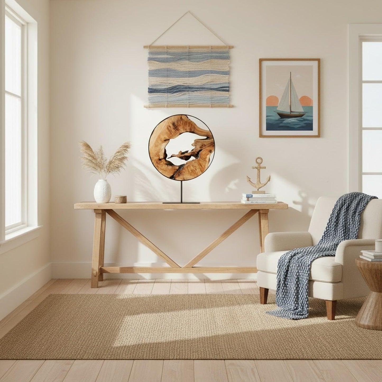 WELLAND Cedar Wood Sculpture, Natural Tabletop Decor Accent