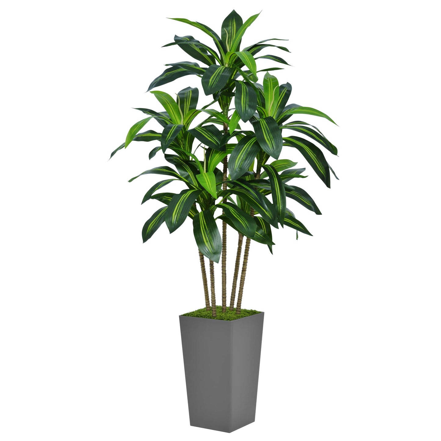 ASTIDY Artificial Dracaena Tree 5FT - Faux Tree with Gray Tall Planter - Fake Tropical Yucca Floor Plant in Pot - Artificial Silk Tree for Home Office Living Room Decor Indoor