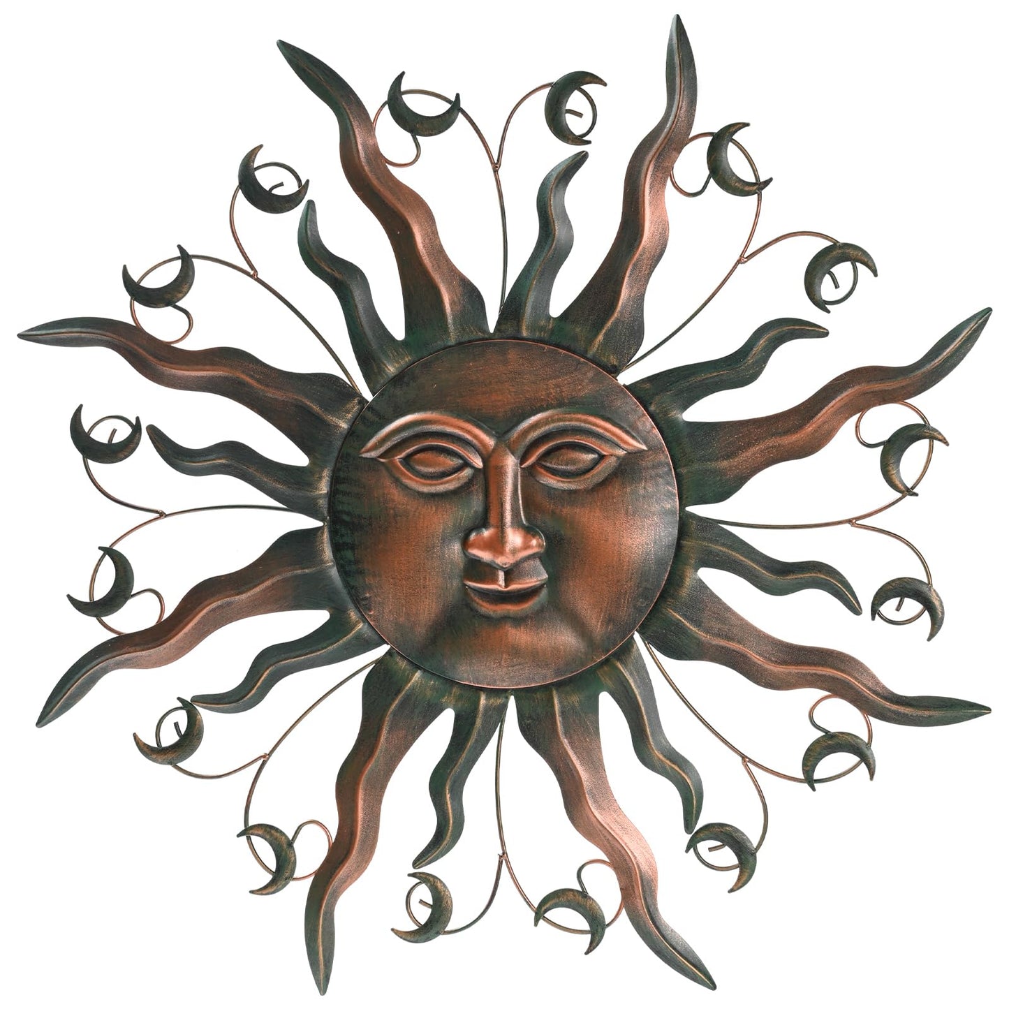 VESTCDF Outdoor Metal Wall Art Metal Sun 28" Metal Wall Art Sun Outdoor,Large Wall Decorations for Garden, Sun Wall Art Metal Sun Face Art (Moon)