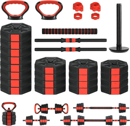 MERXENG Adjustable Dumbbell Set, 44/66/88Lbs 4-in-1 Free Weights for Home Gym, Converts to Kettlebell & Barbell with Connector, Non-Slip Grip, Ideal for Men & Women Strength Training