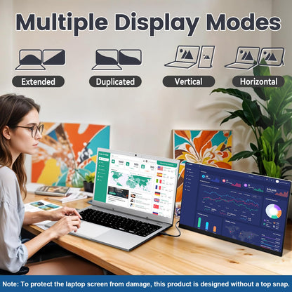 KEFEYA Laptop Screen Extender, 14.2" Portable Triple Monitor for Laptop with Full HD IPS Display, Monitor Extender Compatible with Mac, Windows, Chrome, Fits 13-17 Inch Laptops