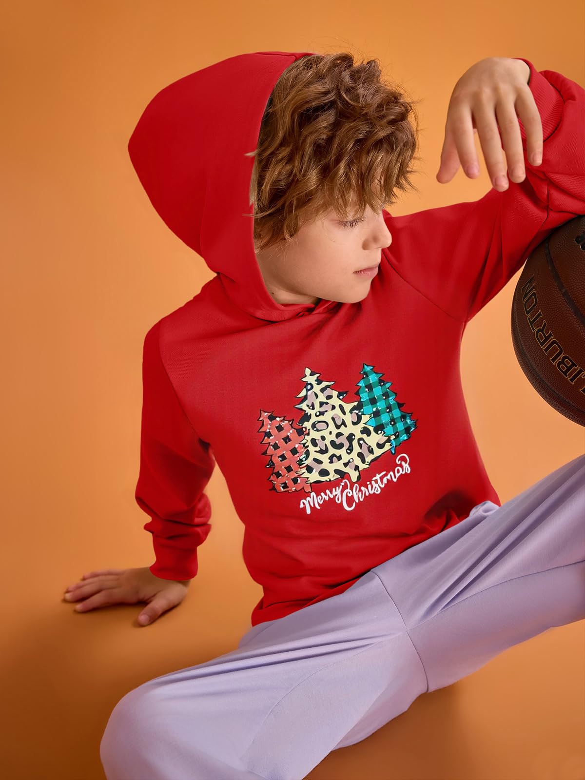 Haloumoning Boys Fashion Christmas Hoodies Kids Long Sleeve Hooded Sweatshirts 5-14 Years