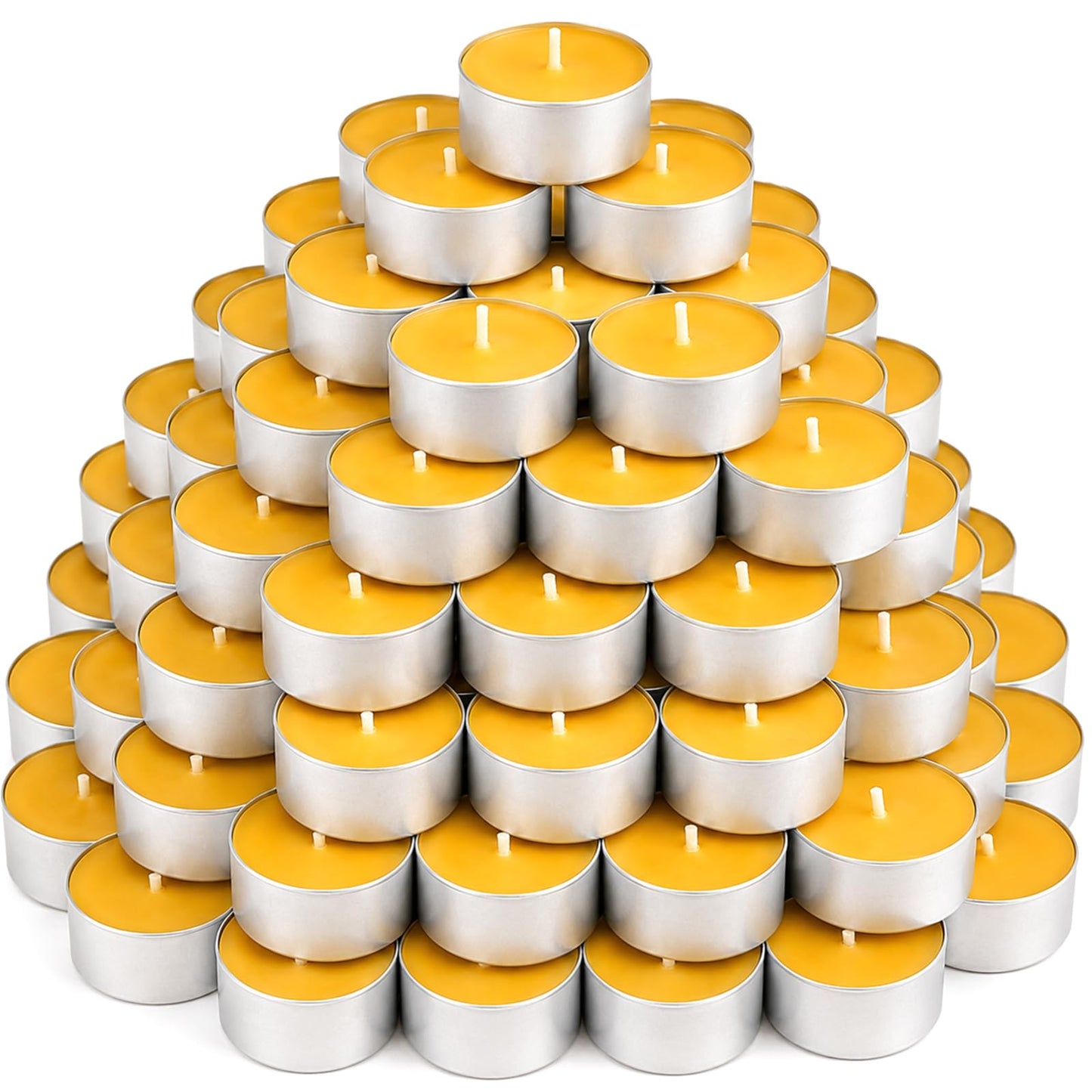 48 Pack Natural Beeswax Tealight Candles 4-5 Hour Long Burning Time