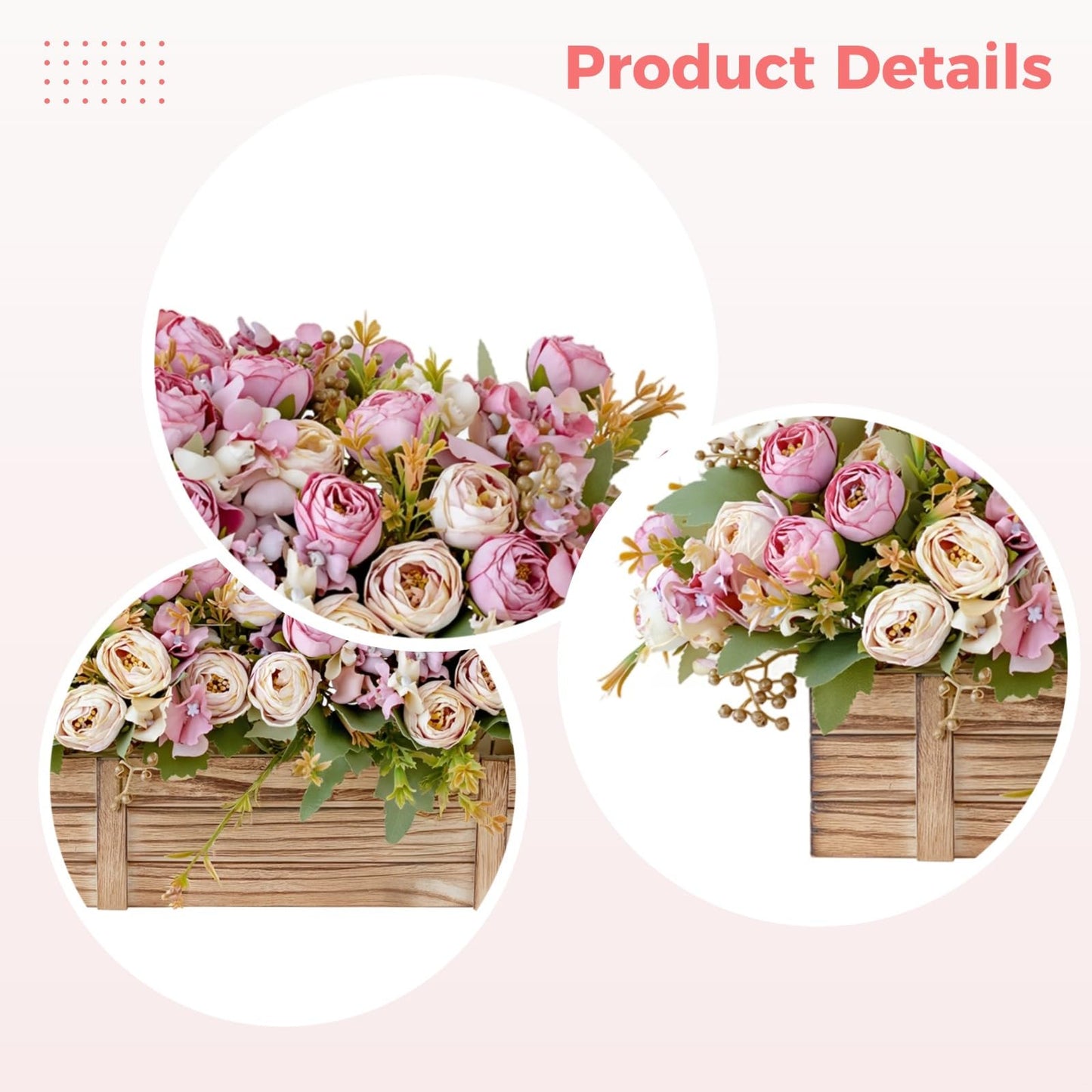 yeeplant 13 in Flowers in Wooden Box, Table Centerpiece