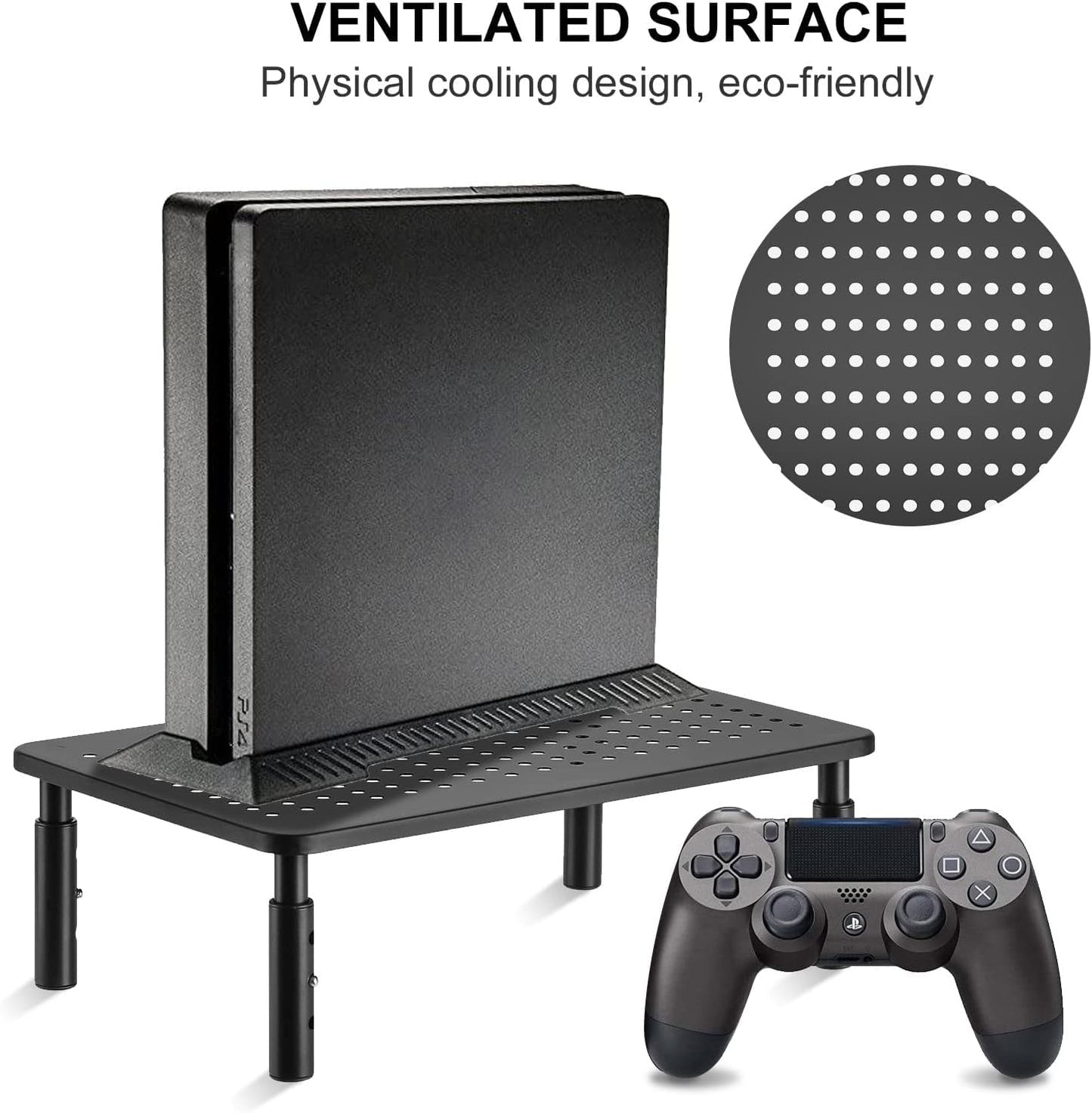 suptek Computer Monitor Stand Riser, Metal for Laptop, Printer, Notebook and All Flat Screen TV Display with Vented Platform, 3 Height Adjustable Riser MST003
