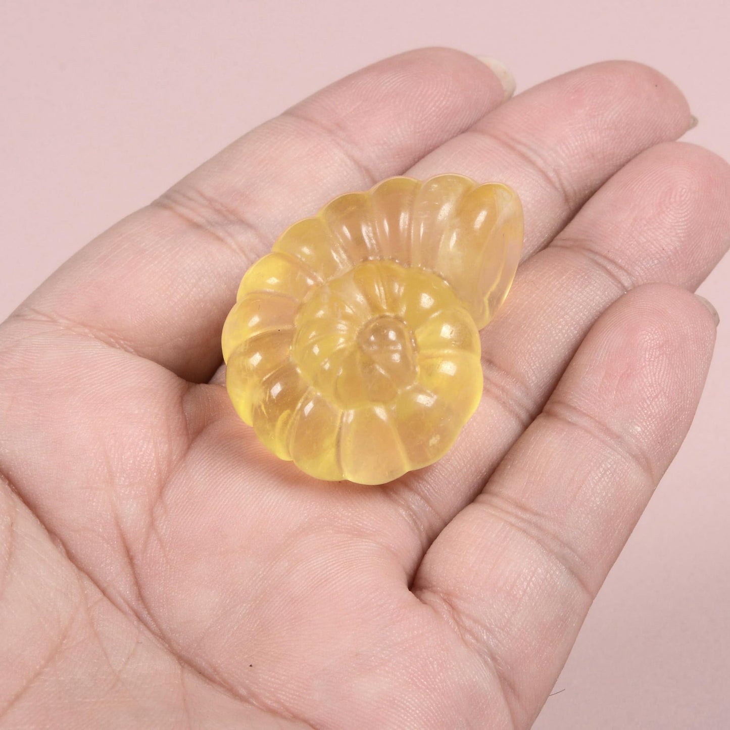 Justinstones Natural Gemstone Yellow Fluorite Carved Nautilus Shaped Statue Jewelry Making Rock Collection Stone Crafts