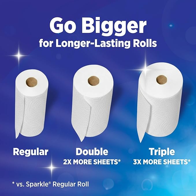 Sparkle Tear-A-Square Paper Towels, 2 Double Rolls