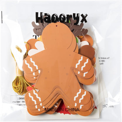Haooryx 61PCS Xmas Gingerbread Craft for Kids Arts and Crafts DIY Ornaments Make Your Own Xmas Gingerbread Man Sticker Tree Home Decor