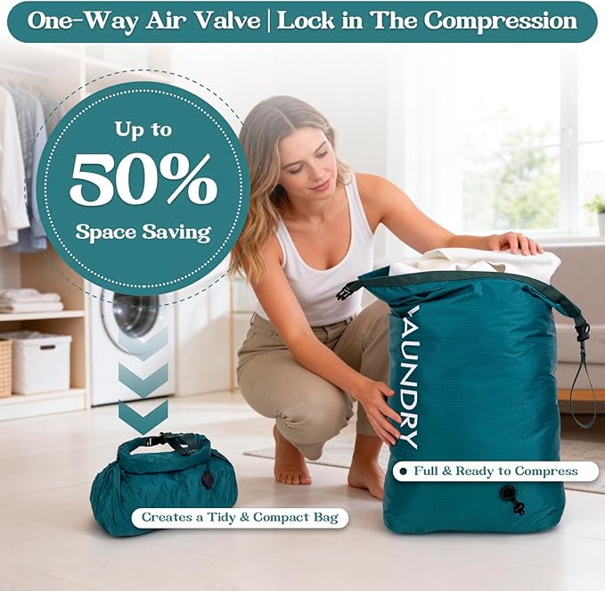 Travel Laundry Bag, Vacuum Compression Dirty Clothes Travel Bag, Waterproof