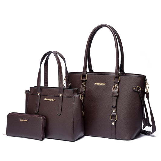 Montana West 3PCS Purses for Women Tote Bag and Wallet Set Shoulder Satchel Crossbody Bags Leather Handbag for Gift Travel Casual Work MWC3-C032WCF