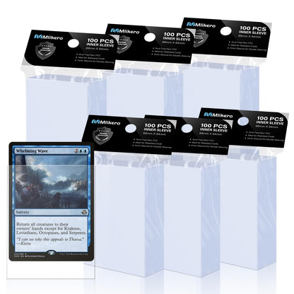 Mlikero 600 Pcs Card Sleeves, Perfect Fit Inner Sleeves Ideal for Double-Sleeving, Trading Card Sleeve Fit for MTG, TCG, Game Cards (64 x 89 mm)