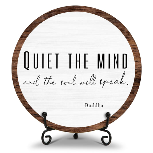 Spiritual Home Decor, Quiet The Mind And The Soul Will Speak Wood Decor Sign, Yoga Room Meditation Room Decor For Table Shelf, Inspirational Gifts For Woman Man Family Friend -a16