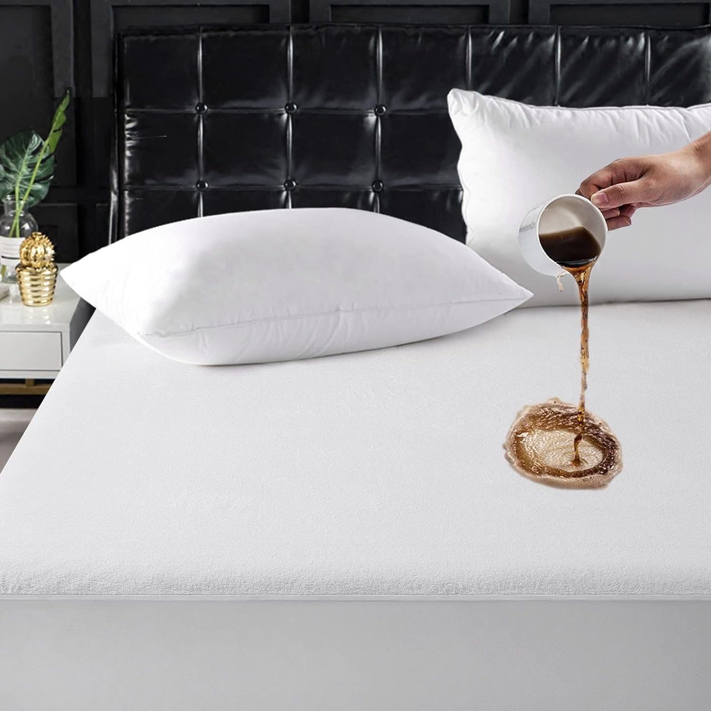 TASTELIFE King Size Waterproof Mattress Protector - 100% Waterproof Fitted with Deep Pocket Mattress Cover - Breathable Noiseless Bed Mattress Protector Washable - Vinyl Free (White)