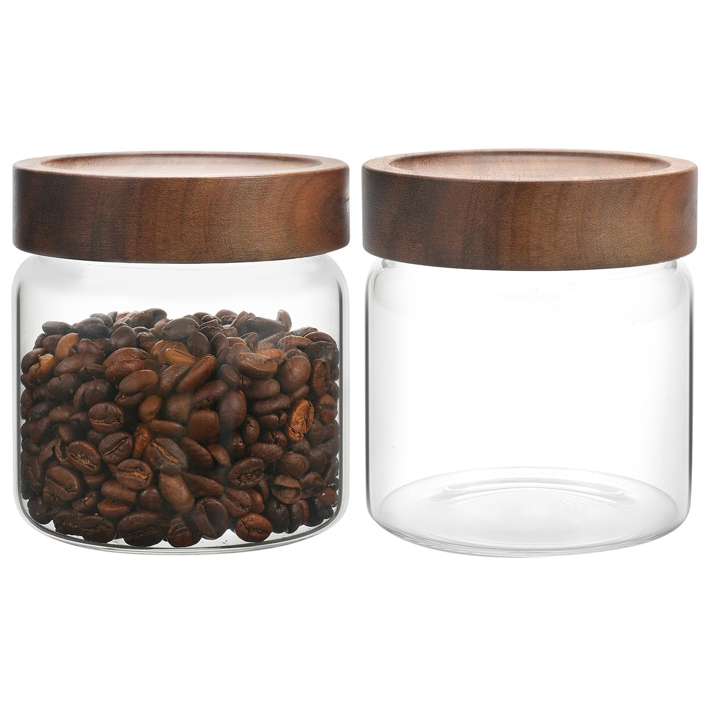OULOVECO Small Glass Jars With Lids 16oz Spice Jars with Screw Lids Kitchen Clear Glass Storage Canister Container for Salt Herbs Cinnamon Coffee Seasoning Candy Cookie Tea (16oz(500ml)-2 pack)