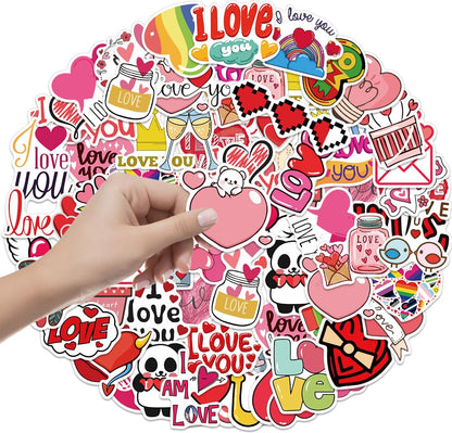 Valentines Stickers, 200 PCS Love Stickers, Valentines Sticker for Kids, Heart Sticker Crafts for Kids Classroom, Self-Adhesive Vinyl Waterproof Valentine's Day Gift Decal for Water Bottle Scrapbook