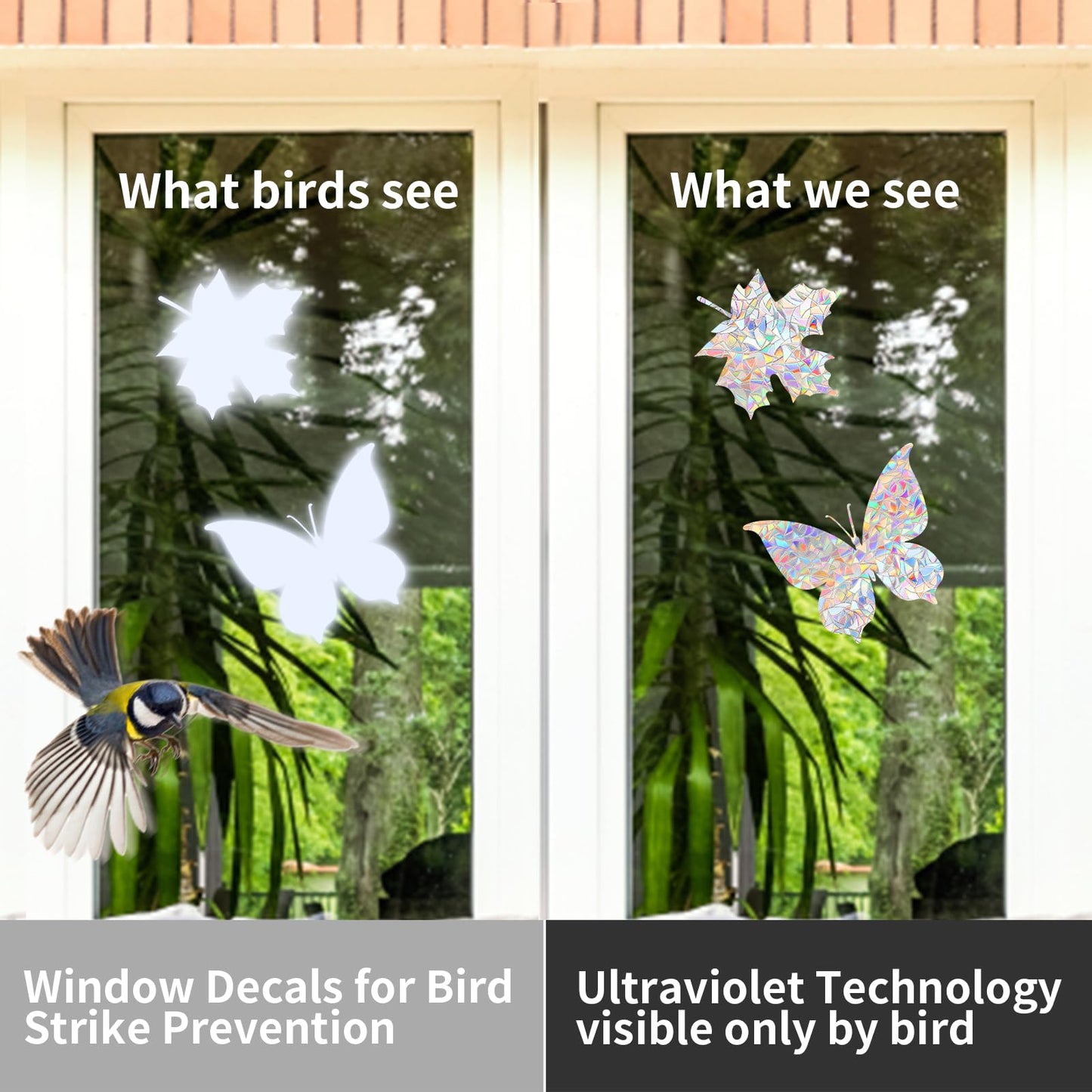30 Anti Collision Window Decals for Bird Strike Prevention, Window Clings Suncatcher Stickers